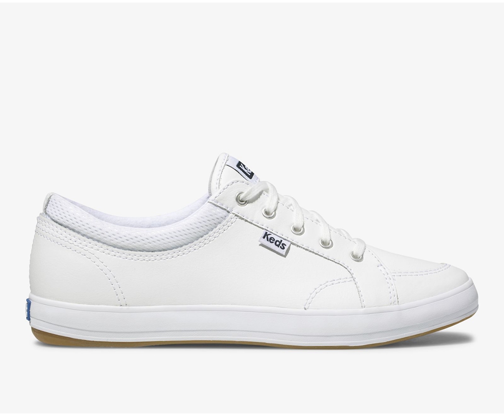 Zapatillas Keds Mujer Blancas - Center Cuero - 817-FJCDQL